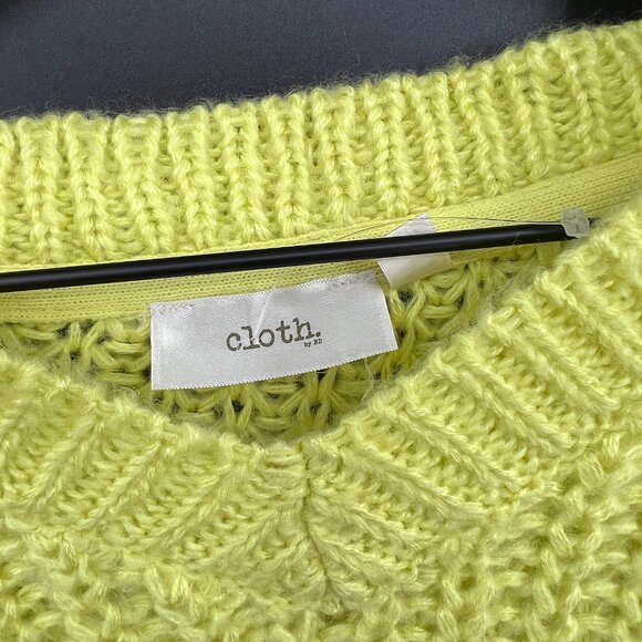 NEW CLOTH by RD neon yellow loose knit sweater pullover v-neck cozy oversized S - Picture 4 of 10
